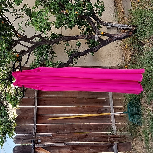 New Vince Camuto Sleeveless Solid Draped Halter Jumpsuit, Fuchsia Pink Sz M - Picture 2 of 8